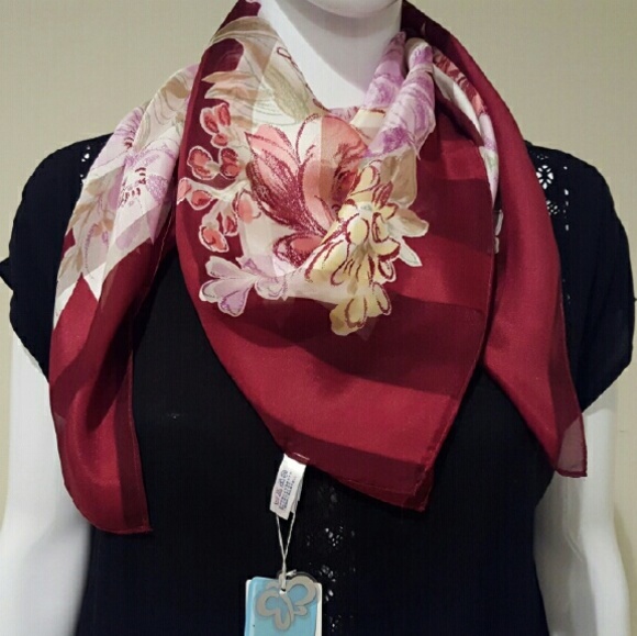 New Floral Silk Scarf - Picture 1 of 3